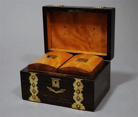 Wood Brass Tea Caddy 